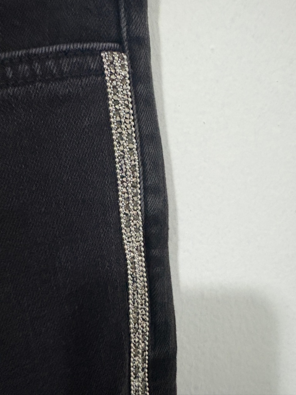 NWT Mango Black Slim Fit Jeans Rhinestone Side Stripe - size 6 - Picture 5 of 9